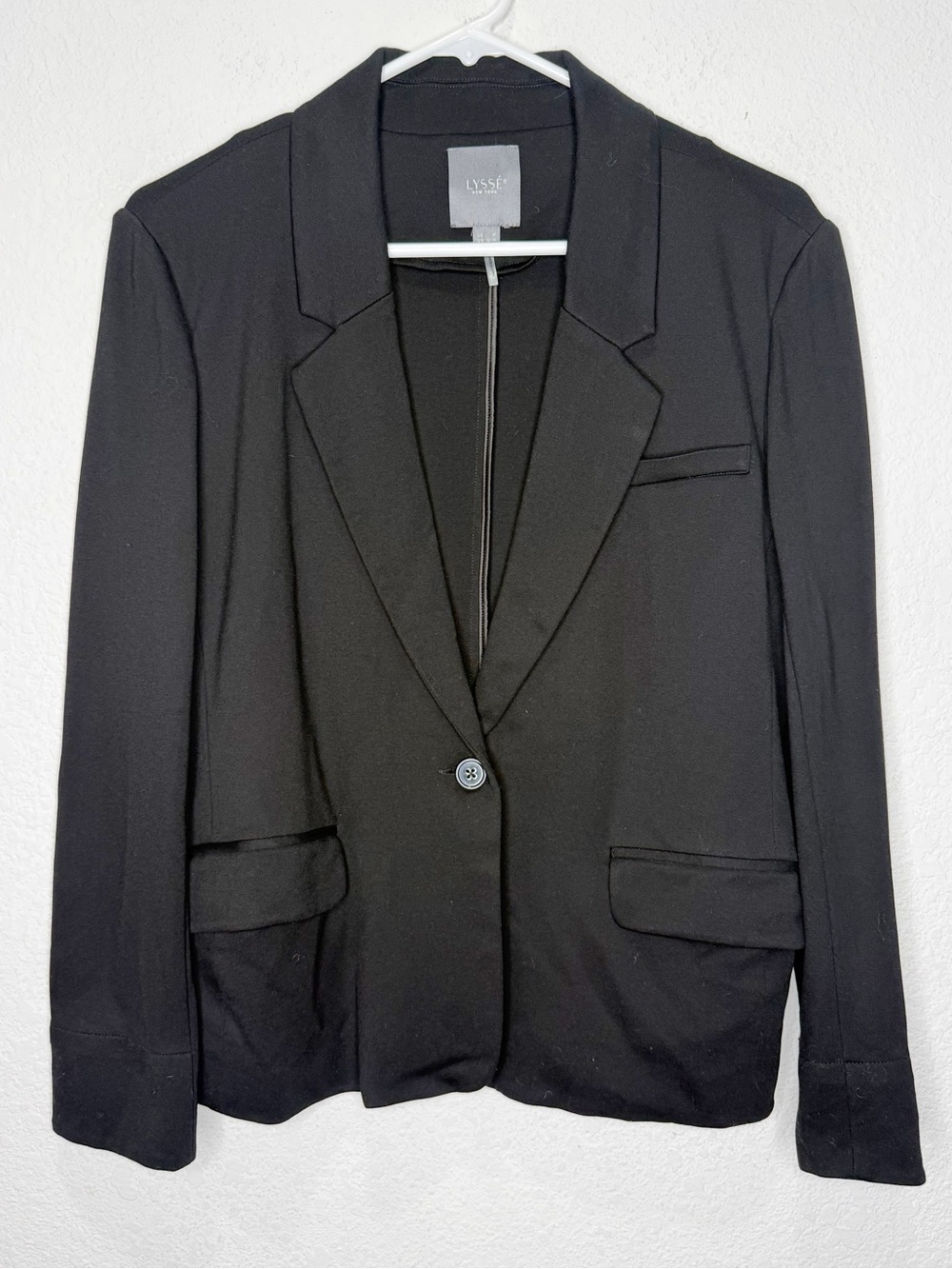 LYSSE Ponte Blazer Black Single Button Pockets